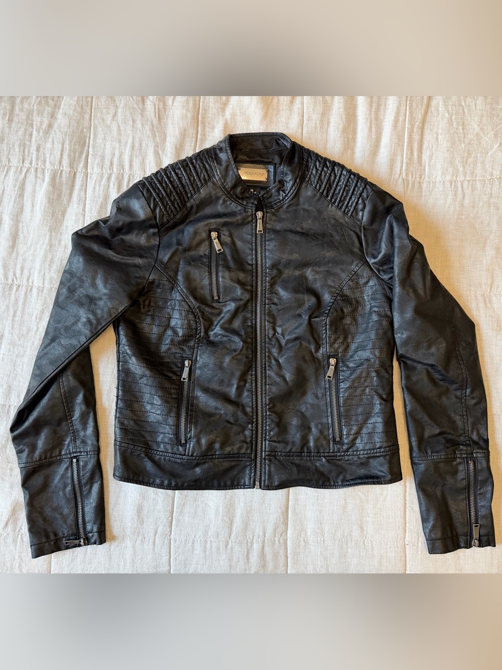 Jou Jou Faux Leather Moto Bomber Jacket
